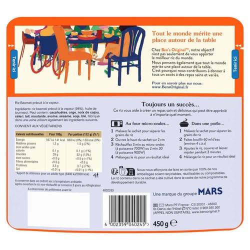 Ben's Original Riz Micro-Ondable Basmati 3mins Format familial 450g