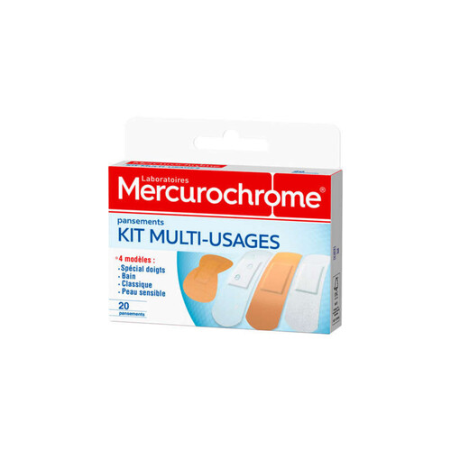 Mercurochrome Pansements Kit Multi-Usages 20 Pansements