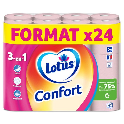 Lotus Papier Toilette Confort Rose x24 rouleaux