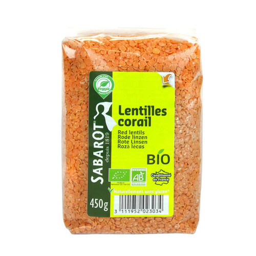 Sabarot Lentilles Corail Bio 450g