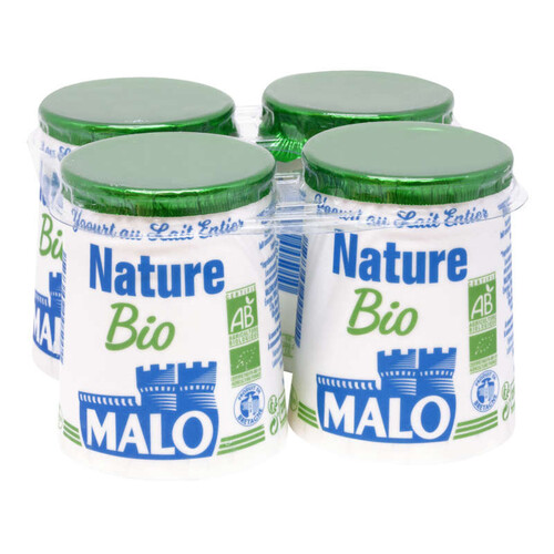 Malo Yaourt Nature Bio Pot Carton 4x125g