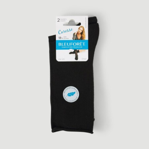 Bleu Fôret Duo Chaussettes Caresse En Laine Noire x1