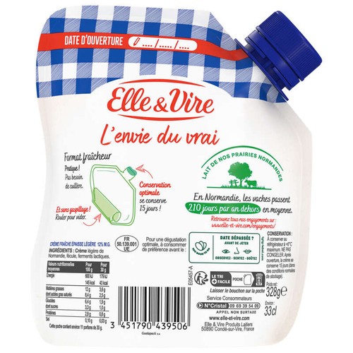 Elle & Vire Crème De Normandie Épaisse Légère 12% de Mg 33cl