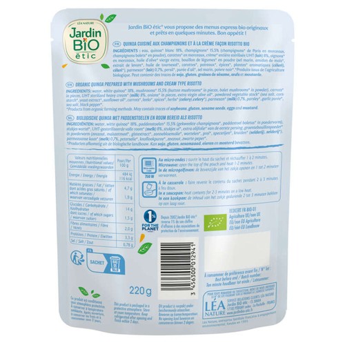 Jardin Bio Quinotto Quinoa, champignon et parmesan 220g