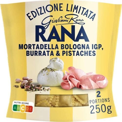 Rana Pâtes Fraîches Edition Limitée Ravioli Mortadella Bologna IGP, Burrata & Pistache 250g