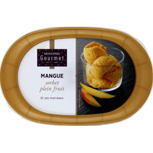 Monoprix Gourmet sorbet plein fruit mangue et ses morceaux 336 g