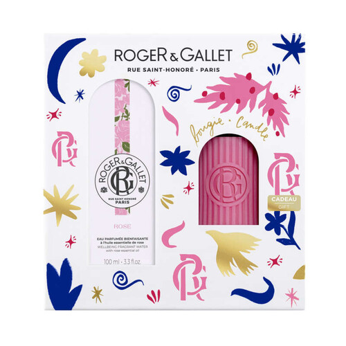 Roger & Gallet Coffret Rose Eau Parfumée Bienfaisante et bougie parfumée