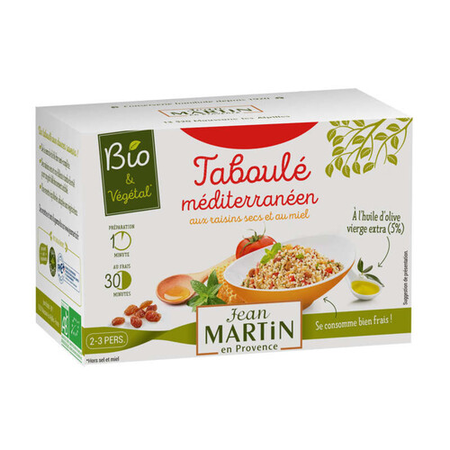 Jean Martin Taboule Mediterraneen Aux Raisins Secs Et Miel, Bio 480G