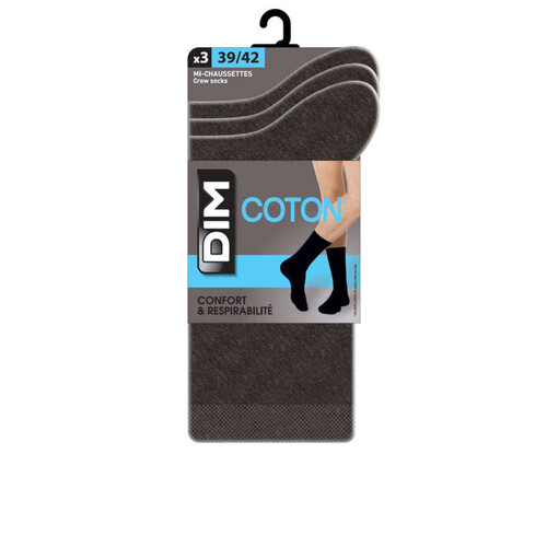 Dim Lot De 3 Paires De Mi-Chaussettes Anthracite En Coton T39/42