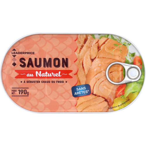 Leader Price Next Saumon au Naturel Sans Arêtes 190g