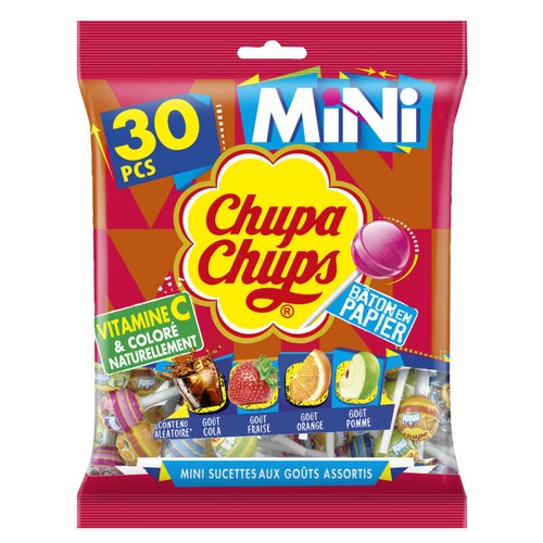 Chupa Chups Mini Sucette Sachet De 30 Goûts Assortis 180g