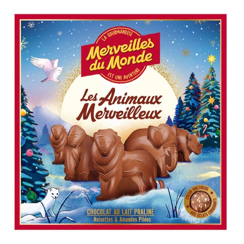 Merveilles du Monde Coffret animaux au Chocolat au lait praliné 140g