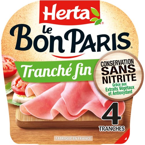 Herta Le Bon Paris Jambon tranché fin conservation sans nitrite x4