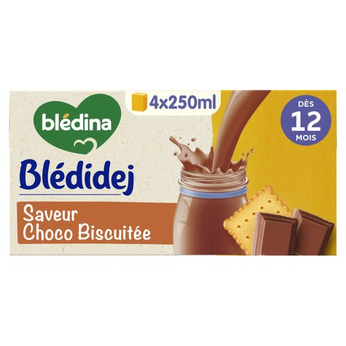 Blédina Blédidej Croissance Lait et Céréales Saveur Choco Biscuité 4x250ml