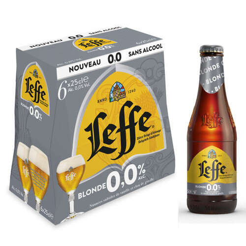 Leffe Bière Blonde sans alcool 0,0% 6 x 25cl.