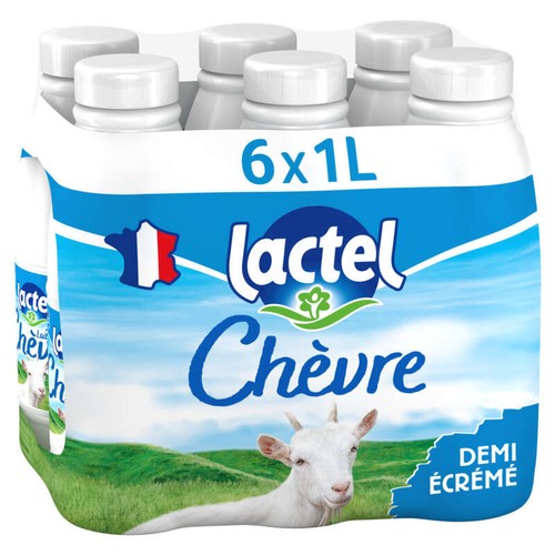 Lactel Lait De Chèvre Demi-Écrémé 6x1L