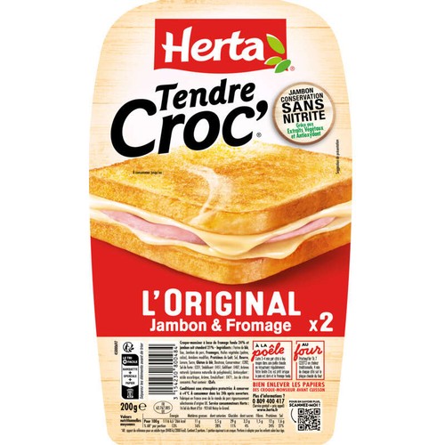Herta Tendre Croc' L'Original Croque-Monsieur Jambon & Fromage x2 - 200g