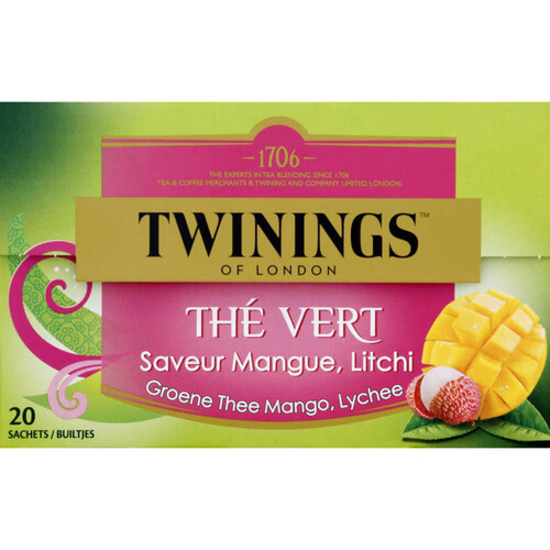 Twinings Thé Vert Mangue & Litchi 20 Sachets 30G