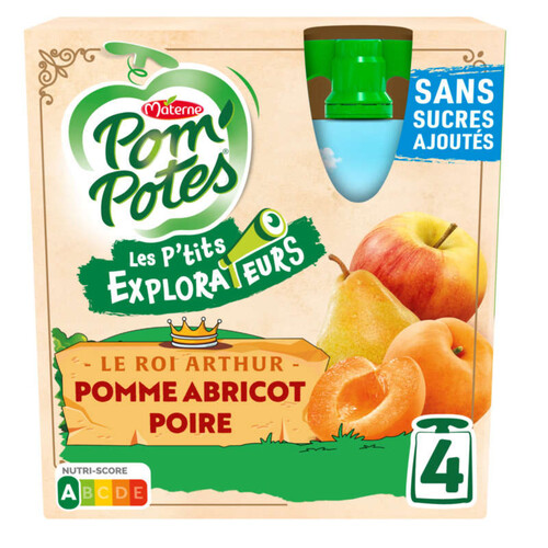 POM'POTES Compotes Les P'tits Explorateurs Le Roi Arthur 4x90g