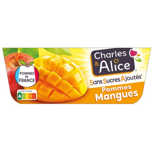 Charles & Alice Desserts fruités pommes et mangues sans sucres ajoutés 4x100g