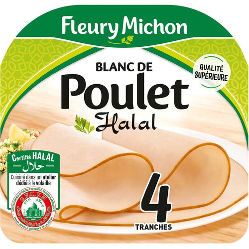 Fleury Michon Blanc De Poulet Halal Tranches Fines x4