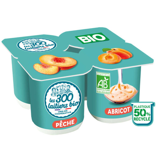 Les 300 &Bio yaourt brassés abricot &pêche 4x125g