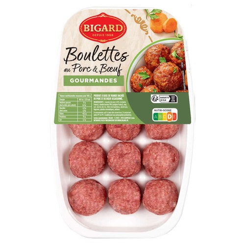 Bigard Boulettes au Porc & Bœuf Gourmandes 15x25g