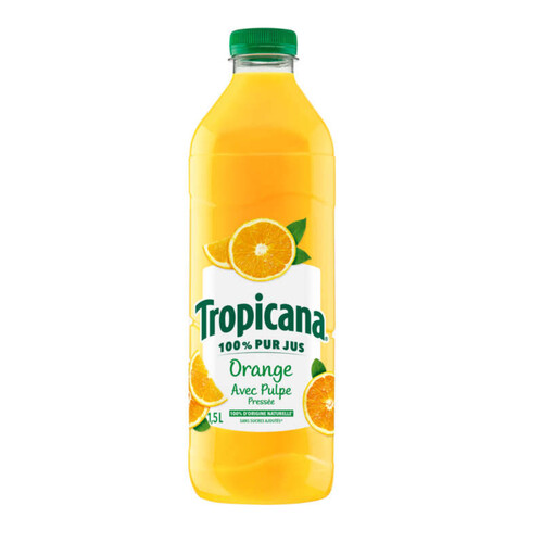 Tropicana Pur Jus d'Orange avec Pulpe la Bouteille de 1,5L