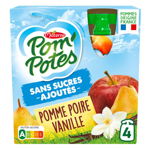 Pom'Potes Compote Pommes, Poires, Vanille 4X90G