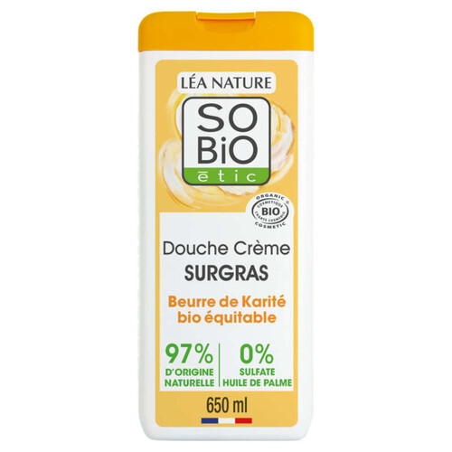 SO'BiO Étic Crème de douche Surgras À L'Huile De Karité Bio 650ml