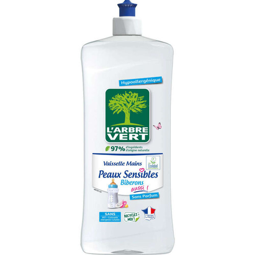 L'Arbre Vert liquide vaisselle peaux sensibles biberons aussi 750ml