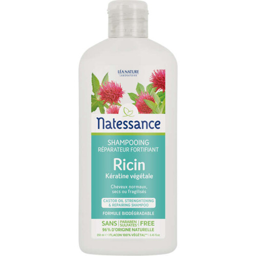 Natessance shampooing réparateur fortifiant Ricin 250ml