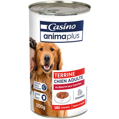 Casino Terrine pour Chien Adulte Boeuf Carottes 1,2kg