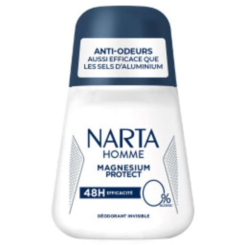 Narta Homme Déodorant Bille Magnesium Protect 48H Efficacité Invisible Anti-Odeurs 50ml