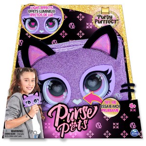 Purse Pets Sac Pochette Chaton - Sac à Main Enfant Avec Yeux Lumineux - Jouet 4 Ans Et Plus