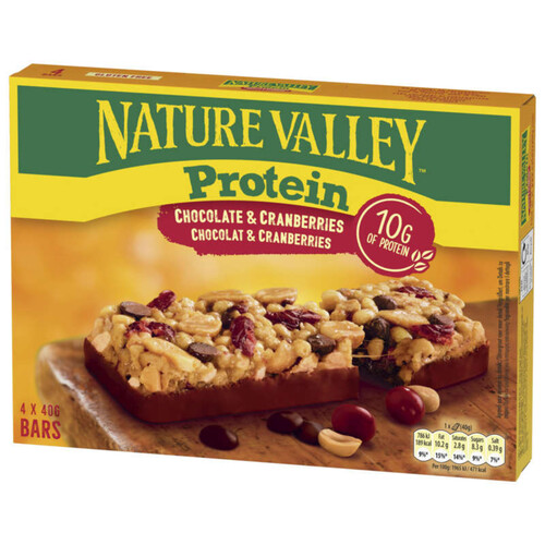 Nature Valley barre de céréales protein chocolat & cranberries 4x40g