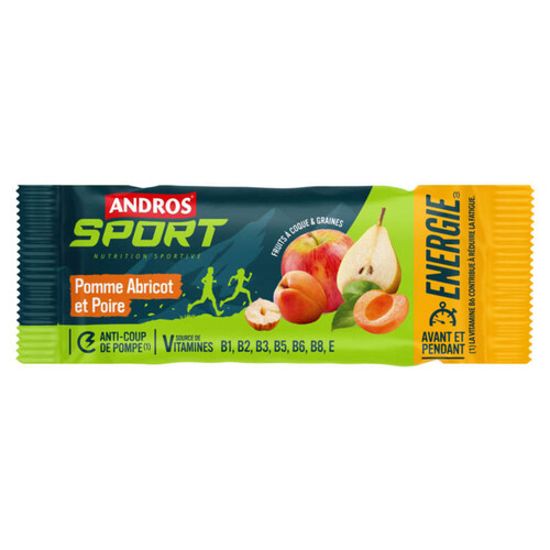 Andros Sport Barre Pomme & Abricot et Poire 40g