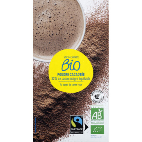 Monoprix Bio Poudre Cacaotée 32% de Cacao Maigre Equitable 500g