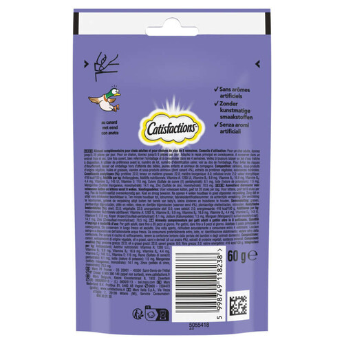 CATISFACTIONS Friandises au canard pour chat et chaton 60g