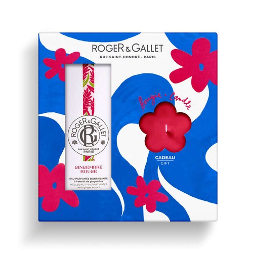 Roger & Gallet Coffret Bougie Parfumée et Eau Parfumée Bienfaisante Gingembre Rouge 100ml