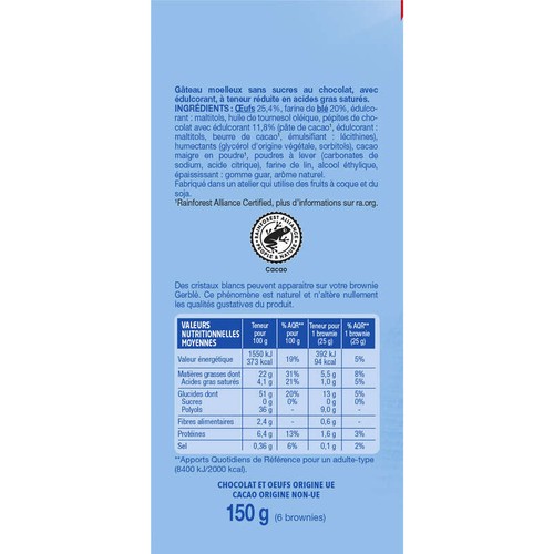 Gerblé Brownies sans sucres 150g
