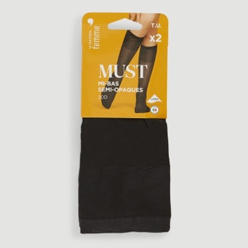 Monoprix Femme Mi-Bas Opaques x2 Noir