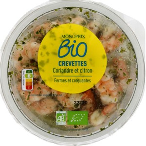 Monoprix Bio Crevettes décortiquées coriandre citron 109g