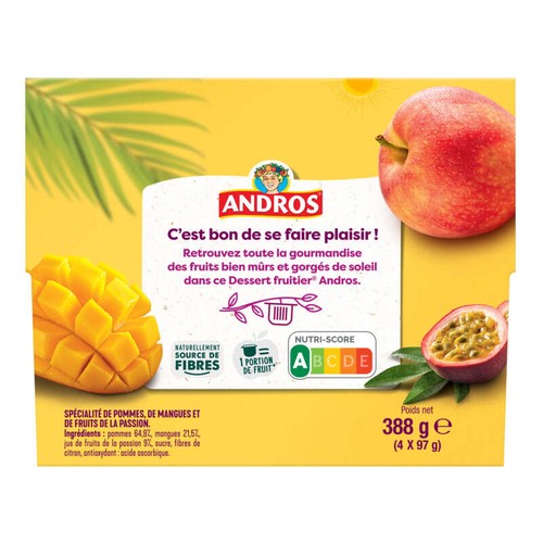 Andros Compote Evasion Tropicale Pomme Mangue Passion 4x97g