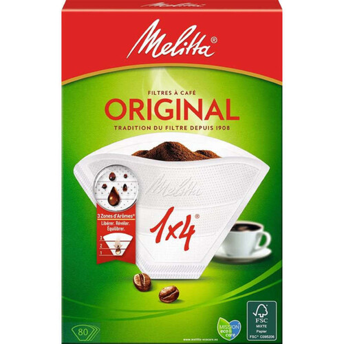 Melitta Filtre à Café 1x4 blanc lot de 80