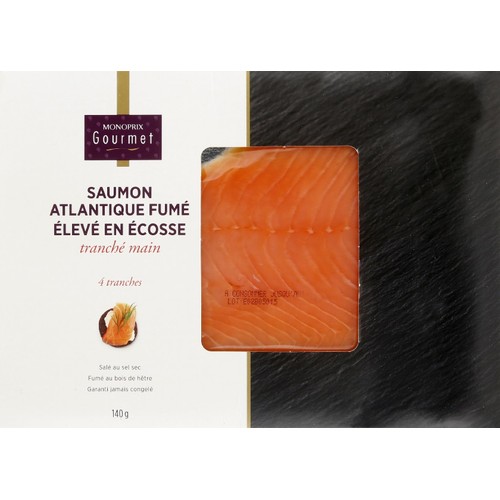 Monoprix Gourmet Saumon Atlantique Fumé x4 Tranches 140g