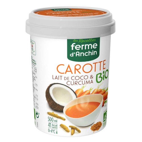 Ferme d'Anchin Soupe Carotte, Lait de Coco et Curcuma Bio 500ml
