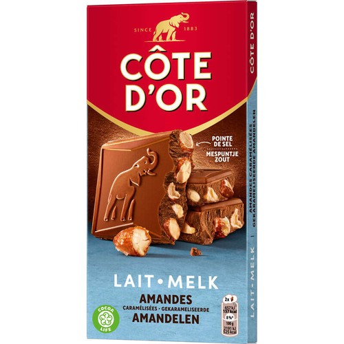 Côte D'Or Tablette Chocolat Lait Pointe De Sel Et Amandes 180g