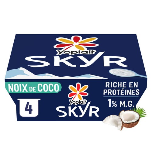 Yoplait Skyr Coco recette au yaourt riche en protéine pots 4x100g