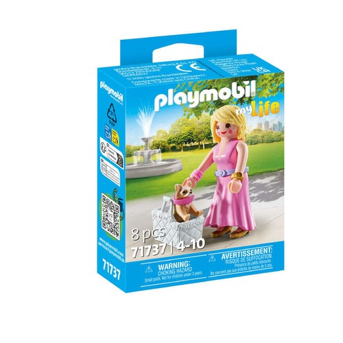 Playmobil Dame avec Chihuahua et panier transport